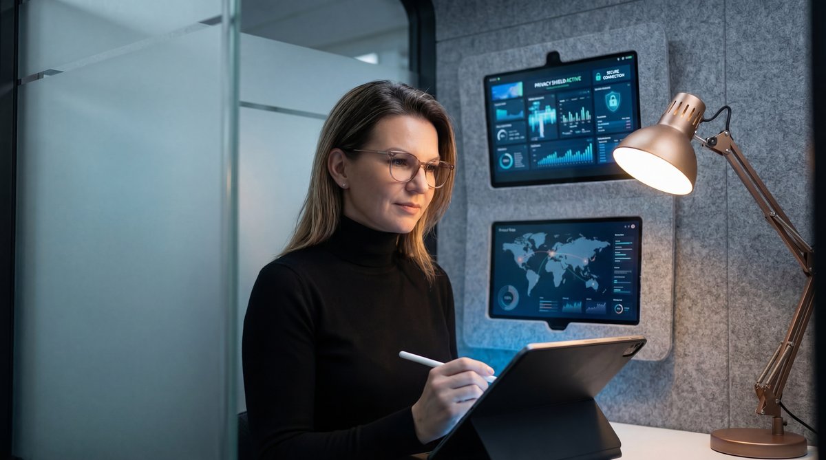 Flat lay of a smartwatch, pill organizer, and smartphone for health tracking